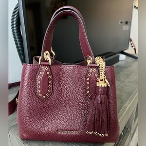Michael Kors Small Brooklyn Leather Bag in Burgundy